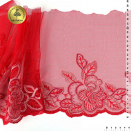 Кружево вышивка на сетке KRUZHEVO арт.TBY.OG72 шир.240мм цв.бордо,левая уп.6,2м