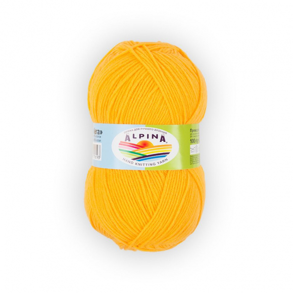 Пряжа ALPINA VERA (55% акрил, 45% хлопок) 5х100г/280м цв.38 яр.желтый