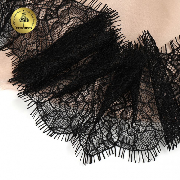 Кружево реснички KRUZHEVO арт.TBY.75231 шир.80мм цв.2 черный уп.3м