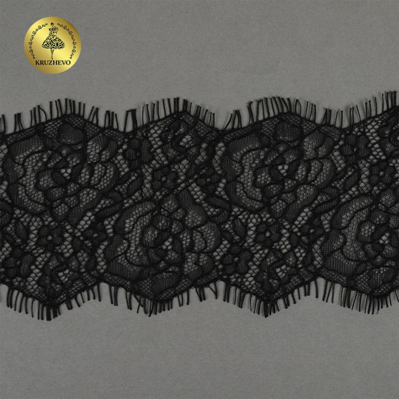 Кружево реснички KRUZHEVO арт.TBY.75231 шир.80мм цв.2 черный уп.3м