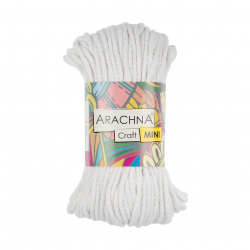 Пряжа ARACHNA Craft Mini (75% хлопок, 25% фибра) 3х94,1г/30,48м цв.02 белый