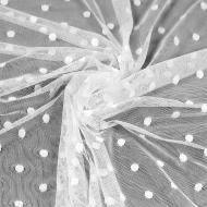 Сетка эластичная Горох KRUZHEVO арт.TBY.00129 ш.160см цв.01 белый рул.20м