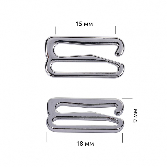Крючок для бюстгальтера металл TBY-915 15мм, цв.никель, уп.1000шт