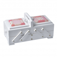 77672_Шкатулка для рукоделия, бук, 2 этажа, цвет белый, с игольницей