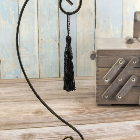 183459_Кисть декоративная на шнуре, длина 100 мм, цвет черный