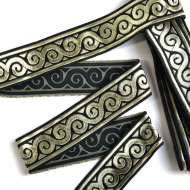Лента отделочная жаккардовая арт.TBY.1904-1 шир.30мм цв.черный  уп.7,3 м