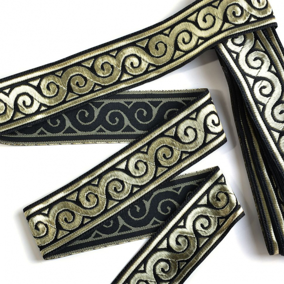 Лента отделочная жаккардовая арт.TBY.1904-1 шир.30мм цв.черный  уп.7,3 м