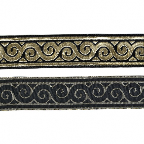 Лента отделочная жаккардовая арт.TBY.1904-1 шир.30мм цв.черный  уп.7,3 м