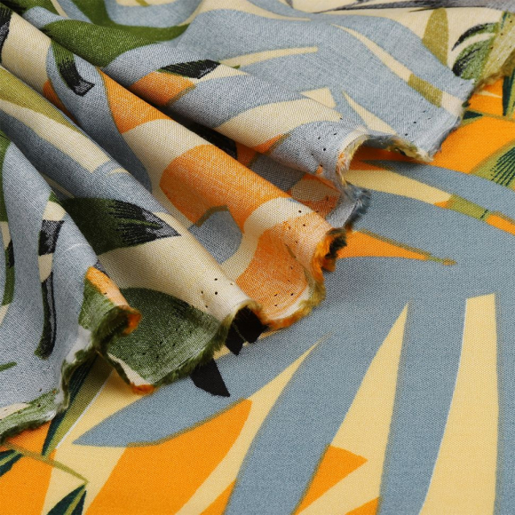 Ткань Штапель  TBY Vi-45320-c3 плот 110г/м2 100% вискоза шир. 145 см цв.с3 листья рул.25м