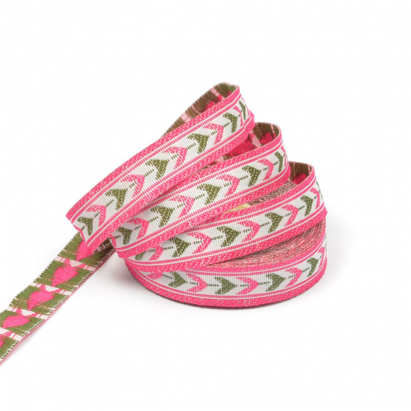 Лента отделочная жаккардовая арт.TBY.ЛЖ.MH-22 шир.12 мм уп.5,48 м цв.роз