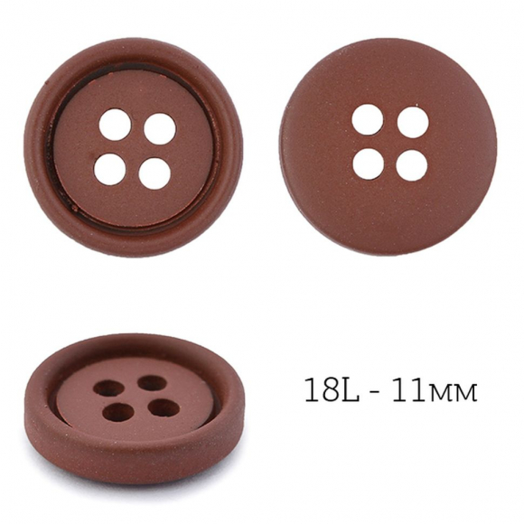 Пуговицы пластик TBY.J.9004A цв.02 коричневый 18L-11мм, 4 прокола, 72шт Пуговицы пластик TBY.J.9004A цв.02 коричневый 18L-11мм, 4 прокола, 72шт