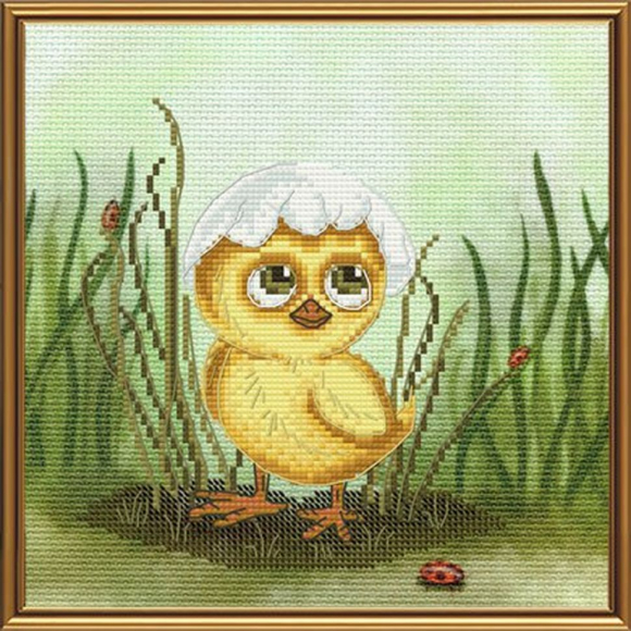 Набор для вышивания мулине НОВА СЛОБОДА арт.СВ5565 Цыпленок 18х18 см