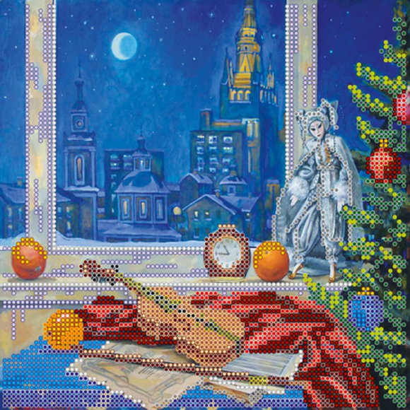 84258_Схема для вышивки бисером на натуральном художественном холсте "Музыка ночи", 200 х 200 мм