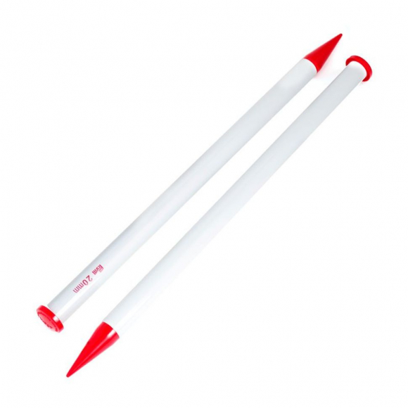 218235 PRYM Спицы прямые для вязания с наконечниками 40см 20мм пластик уп.2шт