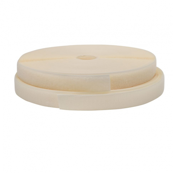 Лента липучка TBY пришивная кач.B шир.25мм цв.F306 св.бежевый уп.25м (пара)