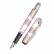 189645_Ручка перьевая "College" для левши, с синим картриджем, размер пера M, 0.5 мм, принт "Shiny Bubbles"