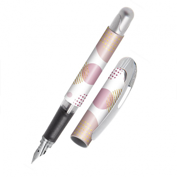 189645_Ручка перьевая "College" для левши, с синим картриджем, размер пера M, 0.5 мм, принт "Shiny Bubbles"