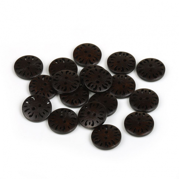Пуговицы деревянные TBY.F501 цв.темно-коричневый 28L-18мм, 2 прокола, 50 шт