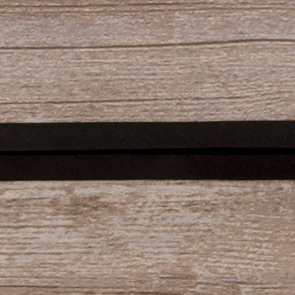 161993_Косая бейка хлопок/полиэстер, 18 мм, 25 м, цвет 01, черный