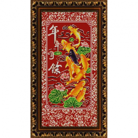 Рисунок на ткани (Бисер) КОНЁК арт. 9909 9 рыбок богатства 25х45 см