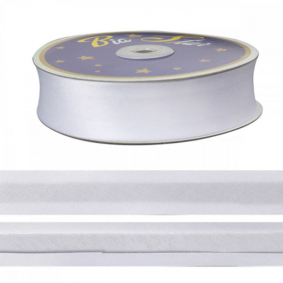 Косая бейка TBY атласная шир.30мм цв.F101 белый уп.27,43 м