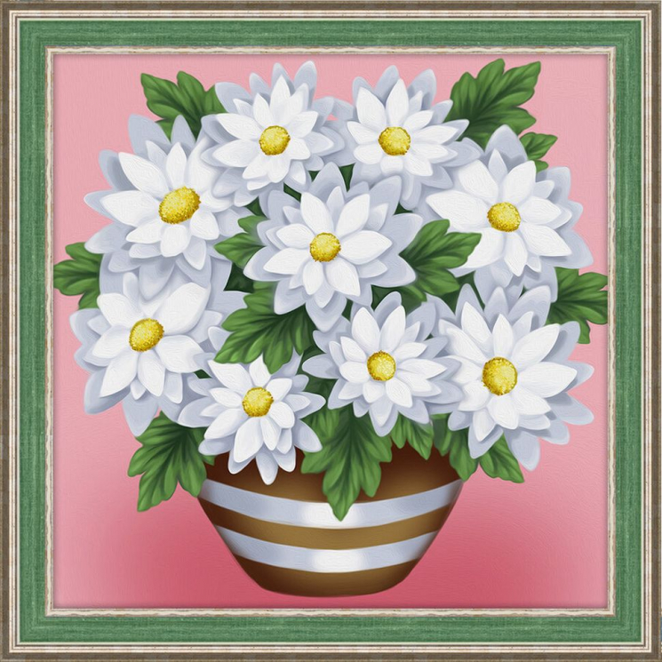 Набор для изготовления картин АЛМАЗНАЯ ЖИВОПИСЬ арт.АЖ.1638 Ромашки в горшочке 15х15 см