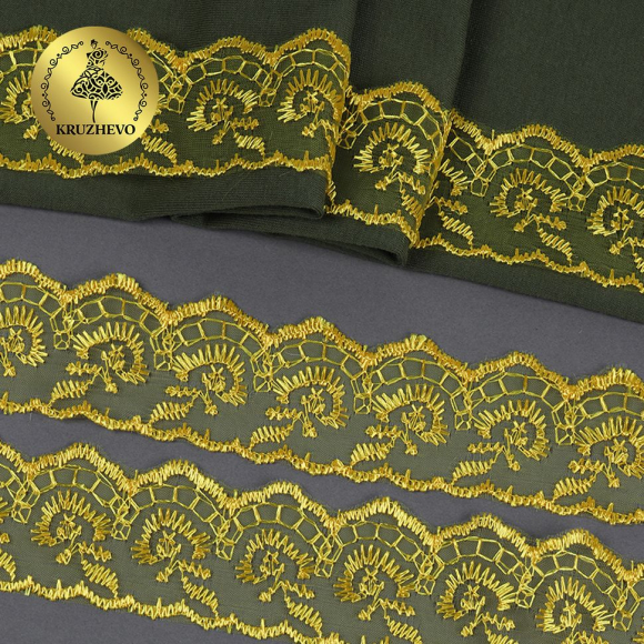 Кружево капрон KRUZHEVO арт.TBS.30010 шир.45мм цв.132 (221) т.желтый уп.9,14м