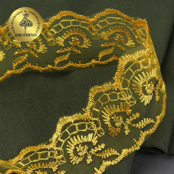 Кружево капрон KRUZHEVO арт.TBS.30010 шир.45мм цв.132 (221) т.желтый уп.9,14м