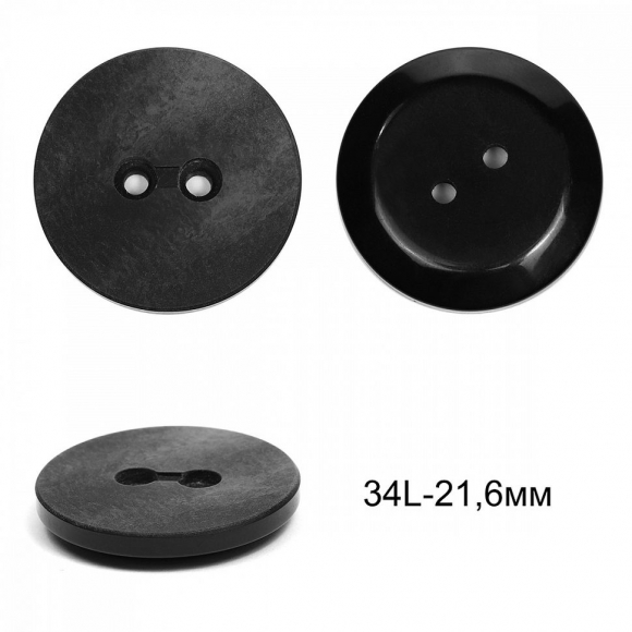 Пуговицы пластиковые TBY 2120 цв.2 черный 34L-21,6мм, 2 прокола,36шт