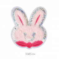 Термоаппликации арт.TBY.2254 Зайка розовый 10х8,5см, уп.10 шт.