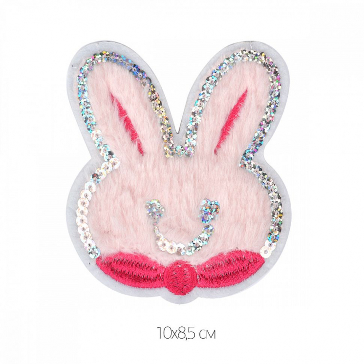 Термоаппликации арт.TBY.2254 Зайка розовый 10х8,5см, уп.10 шт.