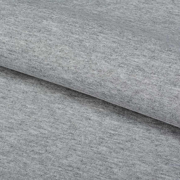 Ткань трикотаж Футер 2х нитка начес хлопок 190г опененд 100+100см сер.меланж уп.6м