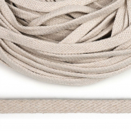 Шнур плоский х/б 10мм турецкое плетение TW цв.103 (2199) кремовый уп.50м