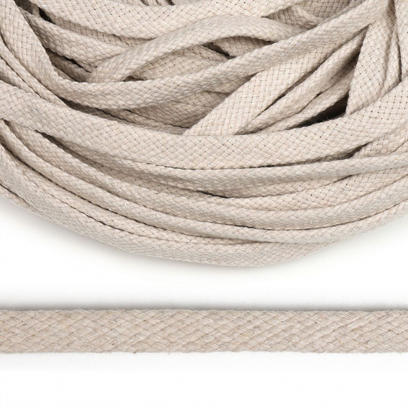 Шнур плоский х/б 10мм турецкое плетение TW цв.103 (2199) кремовый уп.50м