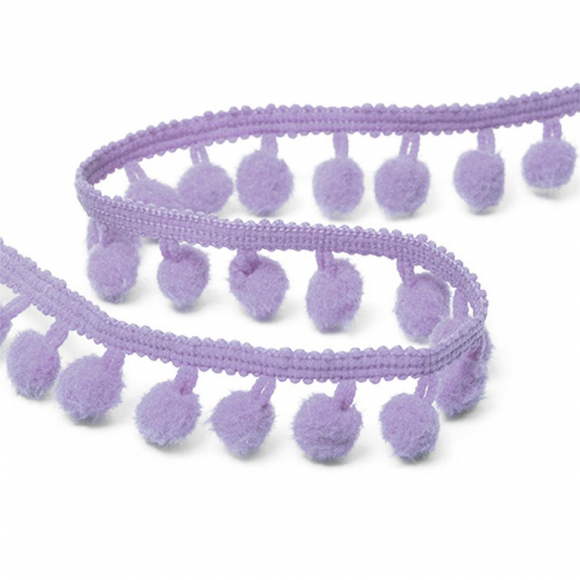 Тесьма с помпонами цв.F164 лиловый арт.TBY-LC-20 шир.15-20мм уп.10м