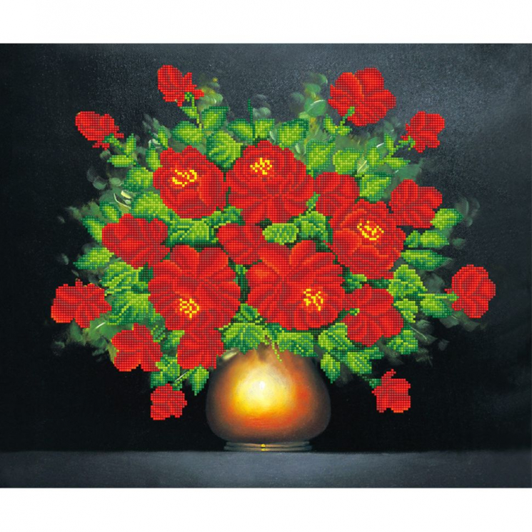 Кристальная мозаика на холсте ФРЕЯ арт.ALV-36 Букет алых роз 62х52 см