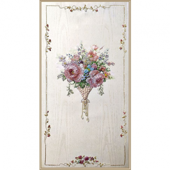 Набор для вышивания хрустальными бусинами ОБРАЗА В КАМЕНЬЯХ арт. 5548 Винтаж Rose Интерьерный 25х50 см