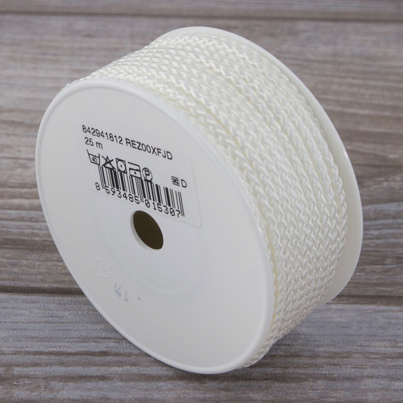 Шнур полиамидный, 3,6 мм, цвет белый