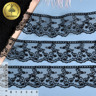 Кружево на сетке KRUZHEVO арт.TR.4886 шир.45мм цв.13 черный уп.14м