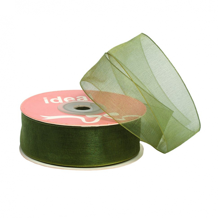 Лента капрон (органза) IDEAL шир.25мм цв.1050 хаки уп.27,4 м