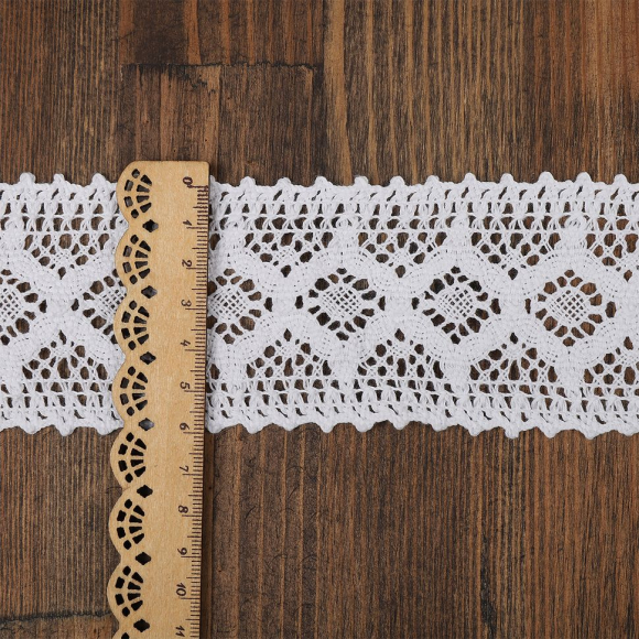 Тесьма вязаная KRUZHEVO 75мм TBY-5160-1.02 цв.белый уп.10м