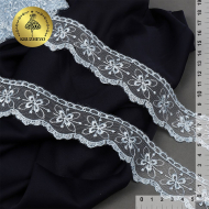 Кружево на сетке KRUZHEVO арт.TR.2106 шир.35мм цв.06 голубой уп.8,5м