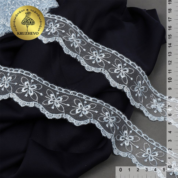 Кружево на сетке KRUZHEVO арт.TR.2106 шир.35мм цв.06 голубой уп.8,5м Кружево на сетке KRUZHEVO арт.TR.2106 шир.35мм цв.06 голубой уп.8,5м