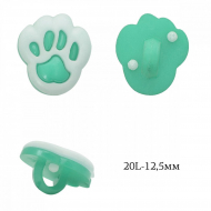 Пуговицы пластик Лапка TBY.P-2020 цв.05 мята 20L-12,5мм, на ножке, 400 шт