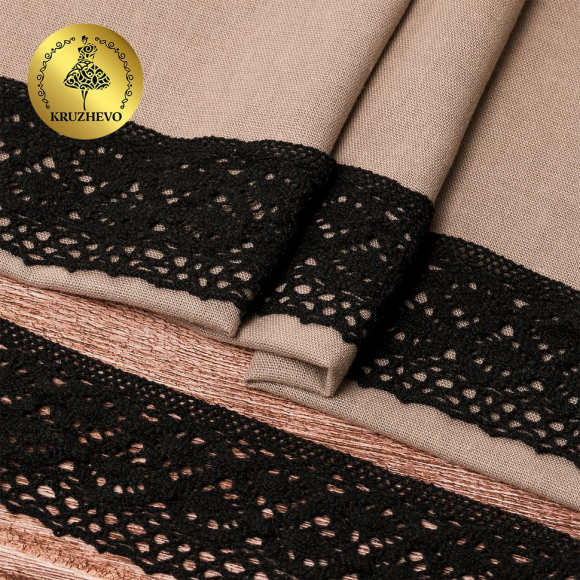 Тесьма вязаная KRUZHEVO 50мм TBY-6368 цв.03 черный уп.10м