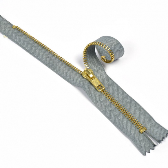 Молния MaxZipper джинсовая золото №5, 18см н/р цв.F316 серый уп.10шт