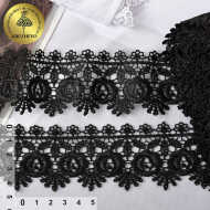 Кружево гипюр KRUZHEVO арт.TR.8GB0152 шир.40мм цв.02 черный, уп.9м