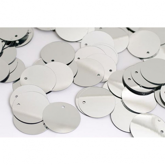 Пайетки россыпью арт.TBY-FLK045 35мм цв.001 серебряный уп.50г