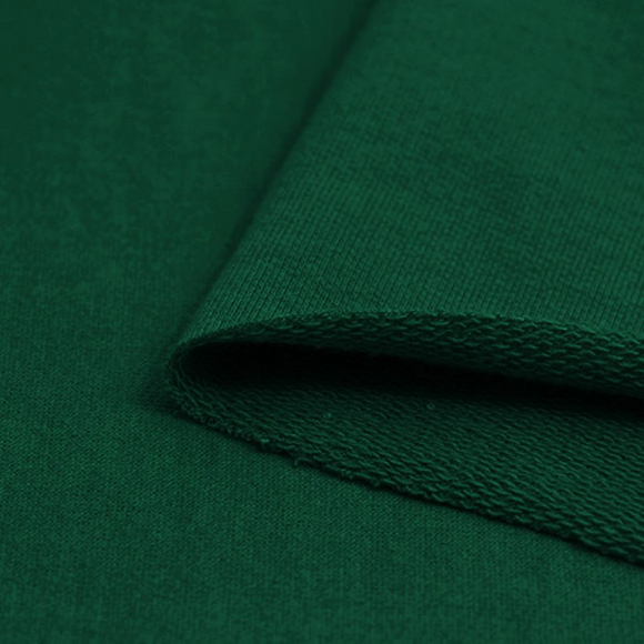 Ткань трикотаж Футер 3х нитка петля хлопок 320г пенье 190см изумруд 18-5322 рул.35-60м
