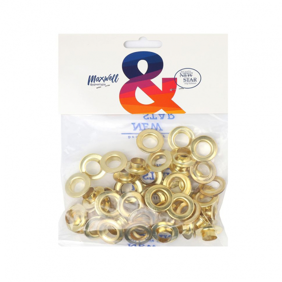 Люверсы сталь New Star №28 (? 13мм, h 7,8мм) цв.золото уп.50шт